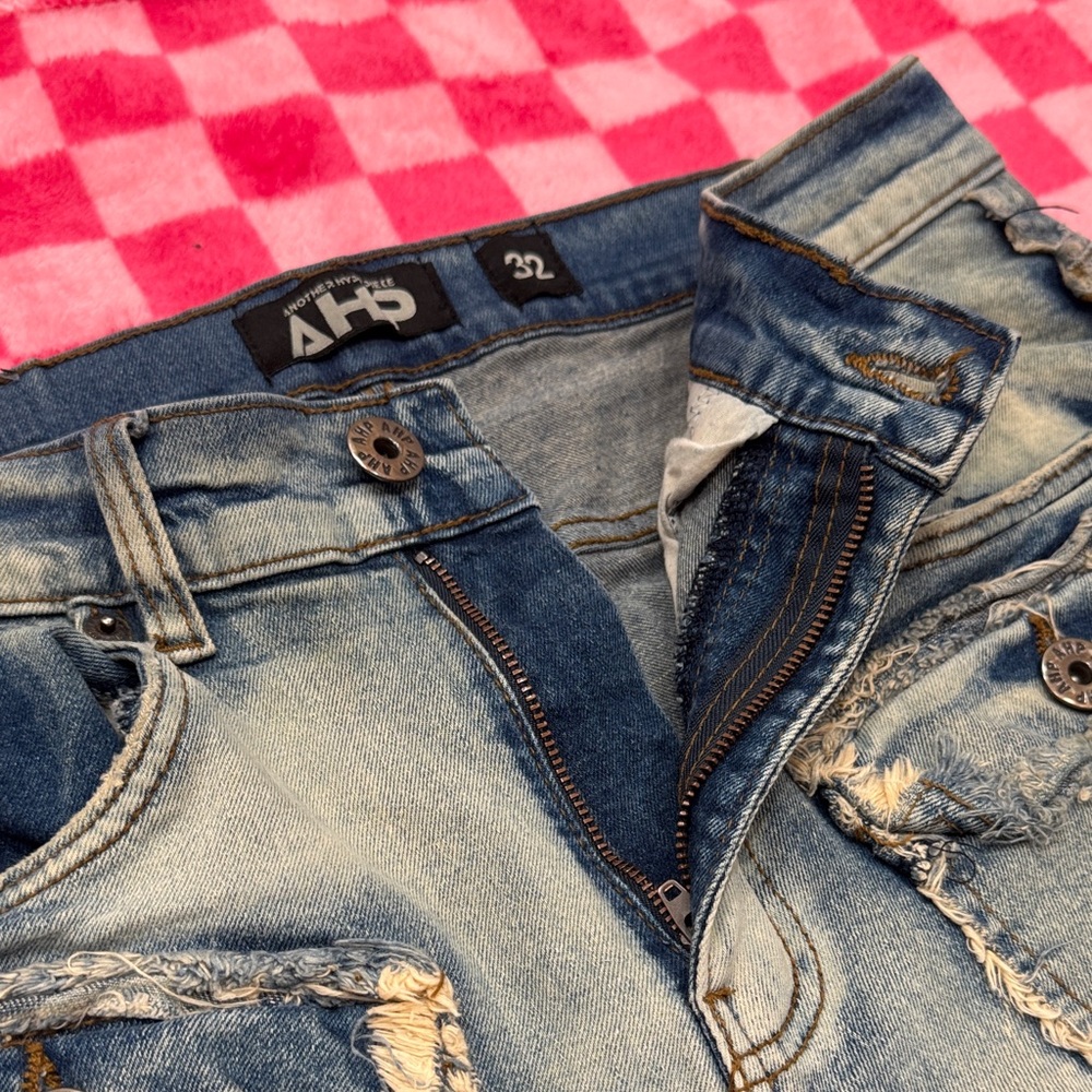 AHP Light Blue Stacked & Distressed Panel Jeans - Picture 5 of 9